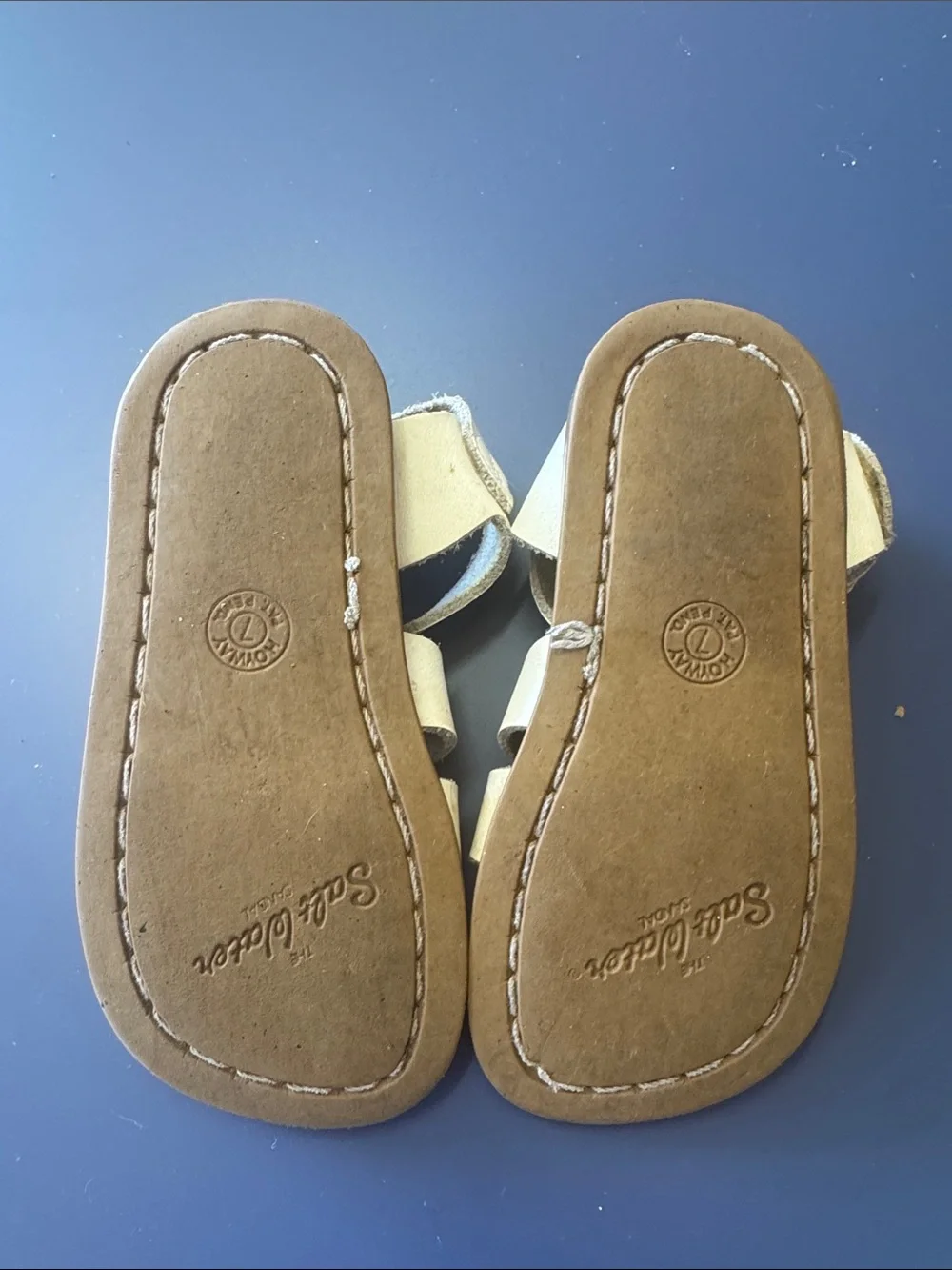 Salt Water Sandals by Hoy Cream Leather Strappy Kids Sandals